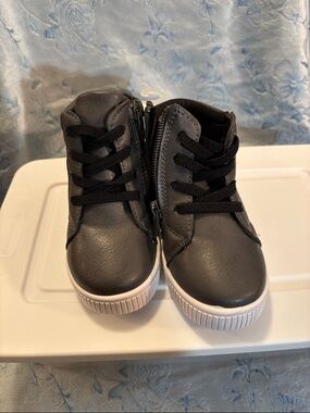 Kids Black High-Top Sneakers with Side Zip